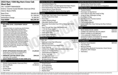 2022 RAM 1500 Big Horn Crew Cab 4x4 5'7' Box