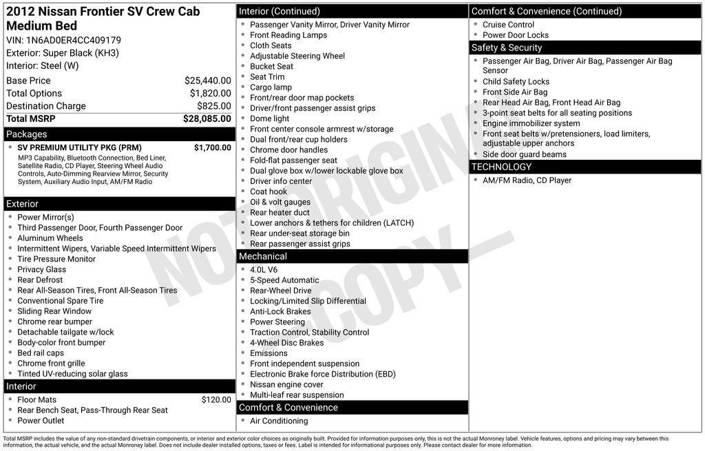 2012 Nissan Frontier SV