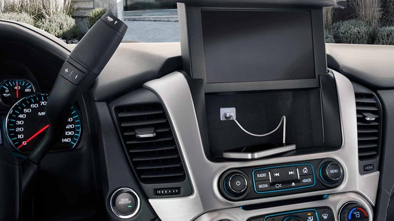 GMC dashboard with raised infotainment screen