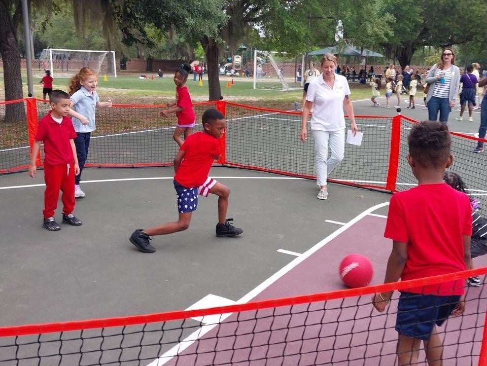 Kids playing GaGa ball